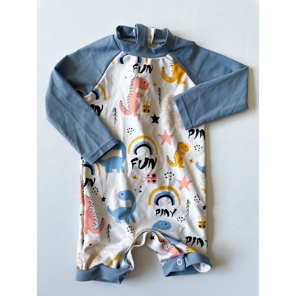 Baby Boys One Piece Dinosaur Rash Guard Swimsuit Size 3-6 Months